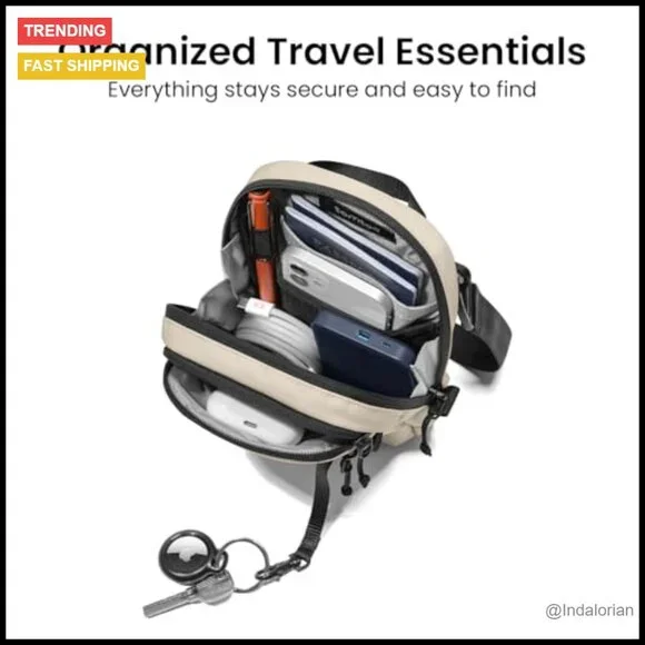 Travel Sling Bag RFID Blocking Anti-Theft Lockable Zippers Passport Holder
